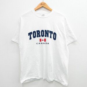 L/古着 半袖 ビンテージ Tシャツ メンズ 00s トロント カナダ コットン クルーネック 白 ホワイト 24mar13 中古