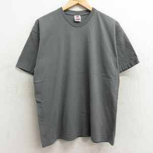 L/古着 半袖 ビンテージ Tシャツ メンズ 00s 無地 コットン クルーネック グレー 24mar13 中古