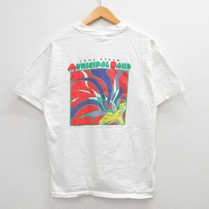 L/古着 ヘインズ 半袖 ビンテージ Tシャツ メンズ 90s ロングビーチ MUNICIPAL BAND コットン クルーネック 白 ホワイト 24mar13 中古