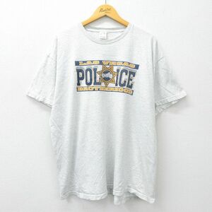 XL/古着 フルーツオブザルーム 半袖 ビンテージ Tシャツ メンズ 00s ポリス バイク 大きいサイズ クルーネック 薄グレー 霜降り 24mar14 中