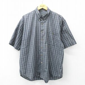 XL/古着 バンヒューセン 半袖 シャツ メンズ 大きいサイズ ボタンダウン 紺他 ネイビー チェック 24mar14 中古 トップス