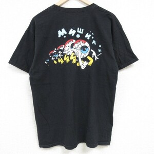 L/古着 ミシカ MISHKA 半袖 Tシャツ メンズ 目玉 コットン クルーネック 黒 ブラック 24mar15 中古