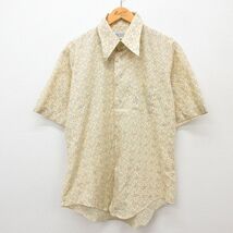 XL/古着 Kマート 半袖 シャツ メンズ 70s 総柄 ベージュ他 カーキ 24mar15 中古 トップス_画像1