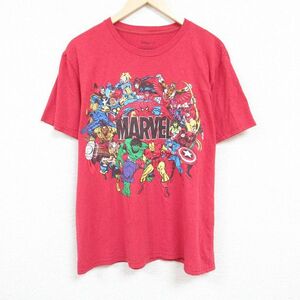 XL/古着 半袖 Tシャツ メンズ マーベル ホークアイ ファルコン ゴーストライダー 大きいサイズ クルーネック 薄エンジ 霜降り 24mar15 中古