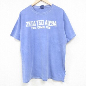 XL/古着 半袖 Tシャツ メンズ ギター コットン クルーネック 薄紺 ネイビー 24mar15 中古