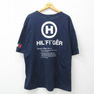 XL/古着 トミーヒルフィガー 半袖 ブランド ビンテージ Tシャツ メンズ 90s ビッグロゴ 胸ポケット付き 大きいサイズ コットン クルーネッ