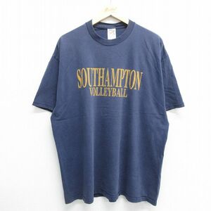 XL/古着 ジャージーズ 半袖 ビンテージ Tシャツ メンズ 00s サウサンプトン バレーボール 大きいサイズ コットン クルーネック 紺 ネイビー