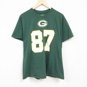 XL/古着 半袖 Tシャツ メンズ NFL グリーンベイパッカーズ ジョーディネルソン 87 コットン クルーネック 緑 グリーン アメフト スーパーボ