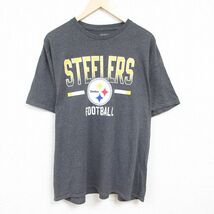 XL/古着 ジャンクフード JUNK FOOD 半袖 Tシャツ メンズ NFL ピッツバーグスティーラーズ 大きいサイズ クルーネック 濃グレー 霜降り アメ_画像1