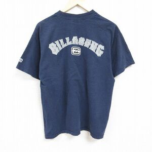 XL/古着 ビラボン 半袖 Tシャツ メンズ ビッグロゴ コットン クルーネック 紺 ネイビー 24mar16 中古