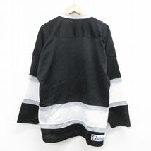 XL/古着 長袖 ビンテージ Tシャツ アイスホッケー ジャージ メンズ 90s 大きいサイズ Vネック メッシュ地 黒他 ブラック ユニフォーム ゲー_画像2