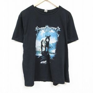 XL/古着 半袖 ロック バンド Tシャツ メンズ ソナタアークティカ 大きいサイズ クルーネック 黒 ブラック 24mar16 中古