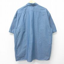 XL/古着 ディッキーズ Dickies 半袖 シャンブレー シャツ メンズ ワンポイントロゴ 大きいサイズ ロング丈 薄紺 ネイビー spe 24mar18 中古_画像2