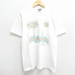 L/古着 スクリーンスターズ 半袖 ビンテージ Tシャツ メンズ 90s フロリダ ヤシの木 ヨット クルーネック 白 ホワイト 24mar18 中古