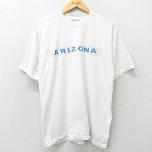 L/古着 All Sports 半袖 ビンテージ Tシャツ メンズ 90s アリゾナ コットン クルーネック 白 ホワイト 24mar18 中古