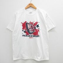 L/古着 半袖 ビンテージ Tシャツ メンズ 00s ROCA EWAR NBA ブルックリンネッツ コットン クルーネック 白 ホワイト バスケットボール 24ma_画像1