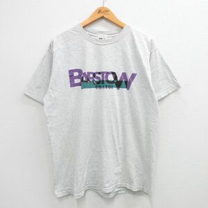 XL/古着 半袖 ビンテージ Tシャツ メンズ 90s バーストー カレッジ コットン クルーネック 薄グレー 霜降り 24mar18 中古