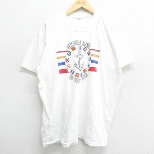 XL/古着 半袖 ビンテージ Tシャツ メンズ 90s アラスカ イカリ 国旗 大きいサイズ コットン クルーネック 白 ホワイト 24mar18 中古