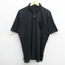 XL/古着 ラルフローレン 半袖 ブランド ポロ シャツ メンズ 90s ワンポイントロゴ 胸ポケット付き コットン 黒 ブラック 24mar19 中古 トッ_画像1