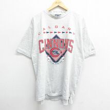 XL/古着 半袖 ビンテージ Tシャツ メンズ 90s カルガリーキャノンズ コットン クルーネック 薄グレー 霜降り 24mar19 中古_画像1