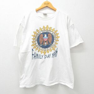 XL/古着 オニータ ONEITA 半袖 ビンテージ Tシャツ メンズ 90s ワシ FAMILY DAY 大きいサイズ コットン クルーネック 白 ホワイト 24mar19