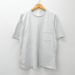 XL/ б/у одежда Gap GAP короткий рукав Vintage футболка мужской 90s одноцветный . с карманом большой размер хлопок вырез лодочкой незначительный серый ...24m