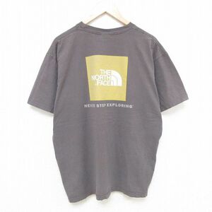 XL/古着 ノースフェイス THE NORTH FACE 半袖 Tシャツ メンズ ビッグロゴ 大きいサイズ コットン クルーネック グレー 24mar21 中古