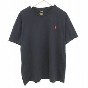 XL/古着 ラルフローレン Ralph Lauren 半袖 ブランド Tシャツ メンズ ワンポイントロゴ 大きいサイズ コットン クルーネック 黒 ブラック 2