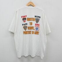 XL/古着 ジャージーズ 半袖 ビンテージ Tシャツ メンズ 00s FDNY NYPD 星条旗 大きいサイズ クルーネック 白 ホワイト 24mar21 中古_画像1