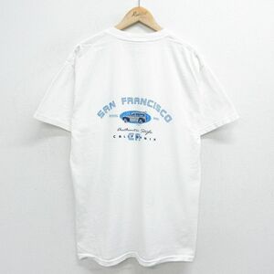 L/古着 半袖 ビンテージ Tシャツ メンズ 00s 車 カリフォルニア サンフランシスコ コットン クルーネック 白 ホワイト 24mar21 中古