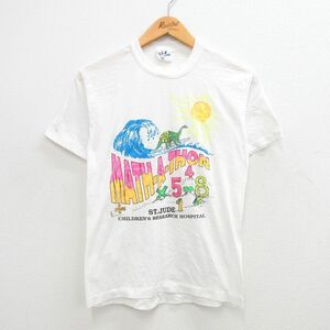 M/古着 半袖 ビンテージ Tシャツ メンズ 90s 恐竜 太陽 セントジャッジ クルーネック 白 ホワイト 24mar21 中古