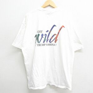 XL/古着 半袖 ビンテージ Tシャツ メンズ 00s トランプマリーナ カジノ ホテル 国旗 大きいサイズ コットン クルーネック 白 ホワイト 24ma