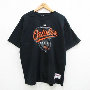 XL/古着 半袖 ビンテージ Tシャツ メンズ 00s MLB ボルチモアオリオールズ 大きいサイズ クルーネック 黒 ブラック メジャーリーグ ベース