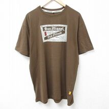 XL/古着 半袖 Tシャツ メンズ サンミゲル ビール 大きいサイズ クルーネック こげ茶 ブラウン 24mar22 中古_画像1