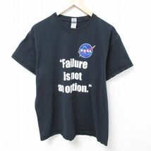 L/古着 半袖 Tシャツ メンズ NASA コットン クルーネック 黒 ブラック 24mar22 中古_画像1