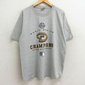 XL/古着 リー Lee 半袖 ビンテージ Tシャツ メンズ 00s MLB アリゾナダイヤモンドバックス 大きいサイズ クルーネック グレー 霜降り メジ