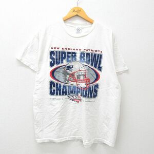 XL/古着 半袖 ビンテージ Tシャツ メンズ 00s NFL ニューイングランドペイトリオッツ 大きいサイズ コットン クルーネック 白 ホワイト 24m