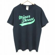 L/古着 半袖 Tシャツ メンズ Minor Threat コットン クルーネック 黒 ブラック 24mar23 中古_画像1