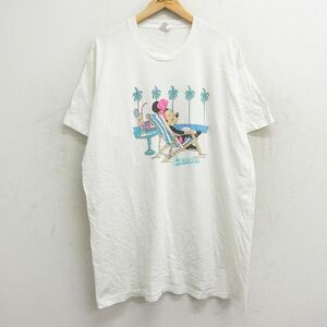 古着 半袖 ビンテージ Tシャツ ワンピース レディース 80s ディズニー ミニー 大きいサイズ ロング丈 コットン クルーネック 白 ホワイト s