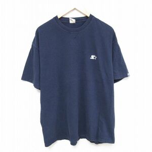 XL/古着 スターター STARTER 半袖 Tシャツ メンズ ワンポイントロゴ 大きいサイズ コットン クルーネック 紺 ネイビー 24mar23 中古