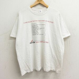 XL/古着 半袖 ビンテージ Tシャツ メンズ 90s メッセージ 大きいサイズ コットン クルーネック 白 ホワイト 24mar25 中古