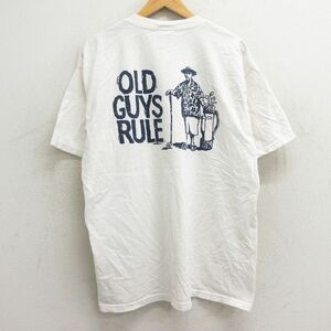 XL/古着 半袖 ビンテージ Tシャツ メンズ 00s ゴルフ OLD GUYS RULE 大きいサイズ コットン クルーネック 白 ホワイト 24mar25 中古