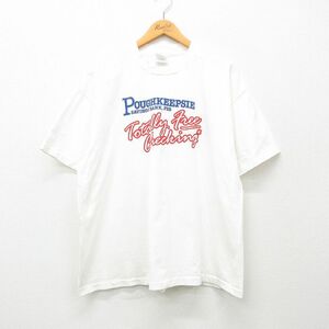 XL/古着 ヘインズ 半袖 ビンテージ Tシャツ メンズ 90s ポキプシー 大きいサイズ コットン クルーネック 白 ホワイト 24mar25 中古