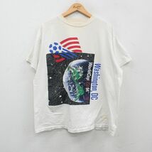 XL/古着 半袖 ビンテージ Tシャツ メンズ 90s ワールドカップ ワシントンDC サッカー 地球 大きいサイズ クルーネック 白 ホワイト spe 24m_画像1