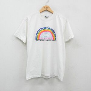 L/古着 スクリーンスターズ 半袖 ビンテージ Tシャツ メンズ 80s CAMP 虹 クルーネック 白 ホワイト 24mar26 中古