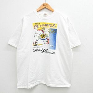 XL/古着 フルーツオブザルーム 半袖 ビンテージ Tシャツ メンズ 00s オリンピック 新体操 コットン クルーネック 白 ホワイト 24mar26 中古