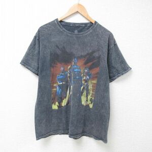 L/古着 半袖 Tシャツ メンズ DCコミックス バットマン BATMAN コットン クルーネック 濃グレー 24mar26 中古