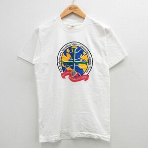 M/古着 フルーツオブザルーム 半袖 ビンテージ Tシャツ メンズ 90s テキサス 地球 コットン クルーネック 白 ホワイト 24mar26 中古