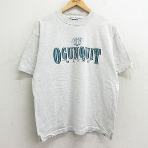 XL/古着 半袖 ビンテージ Tシャツ メンズ 90s オガンクィット コットン クルーネック 薄グレー 霜降り 24mar26 中古