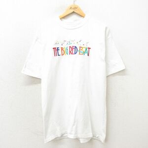 L/古着 半袖 ビンテージ Tシャツ メンズ 90s BOAT イカリ 刺繍 コットン クルーネック 白 ホワイト 24mar26 中古